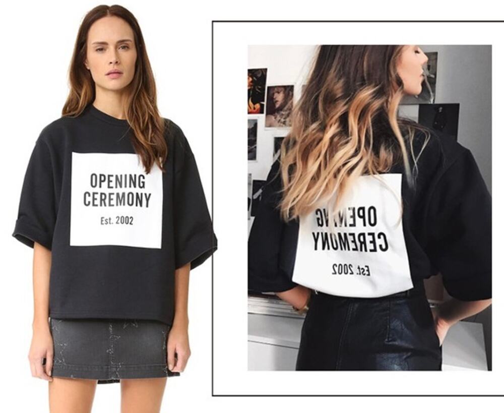 Opening Ceremony Black Logo Cutoff Sweatshirt Tee Women’s Medium